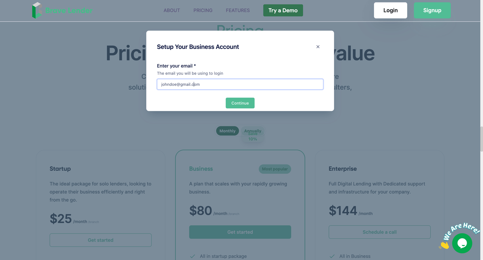 Account setup - bravelender.com